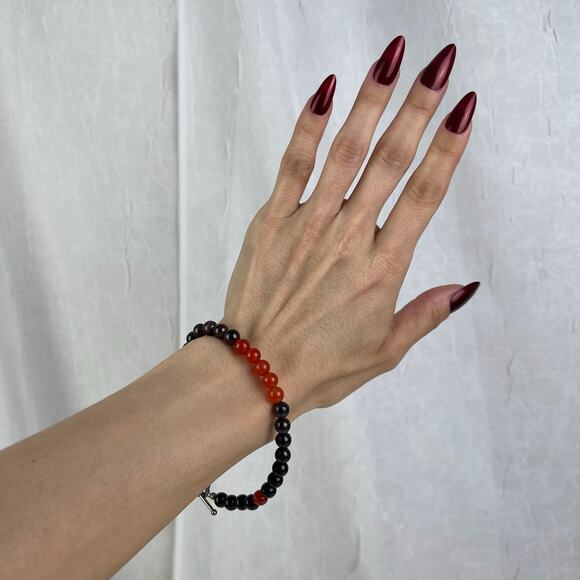 Carnelian Garnet Obsidian Crystal Gemstone Bead Bracelet Handmade - Picture 4 of 16